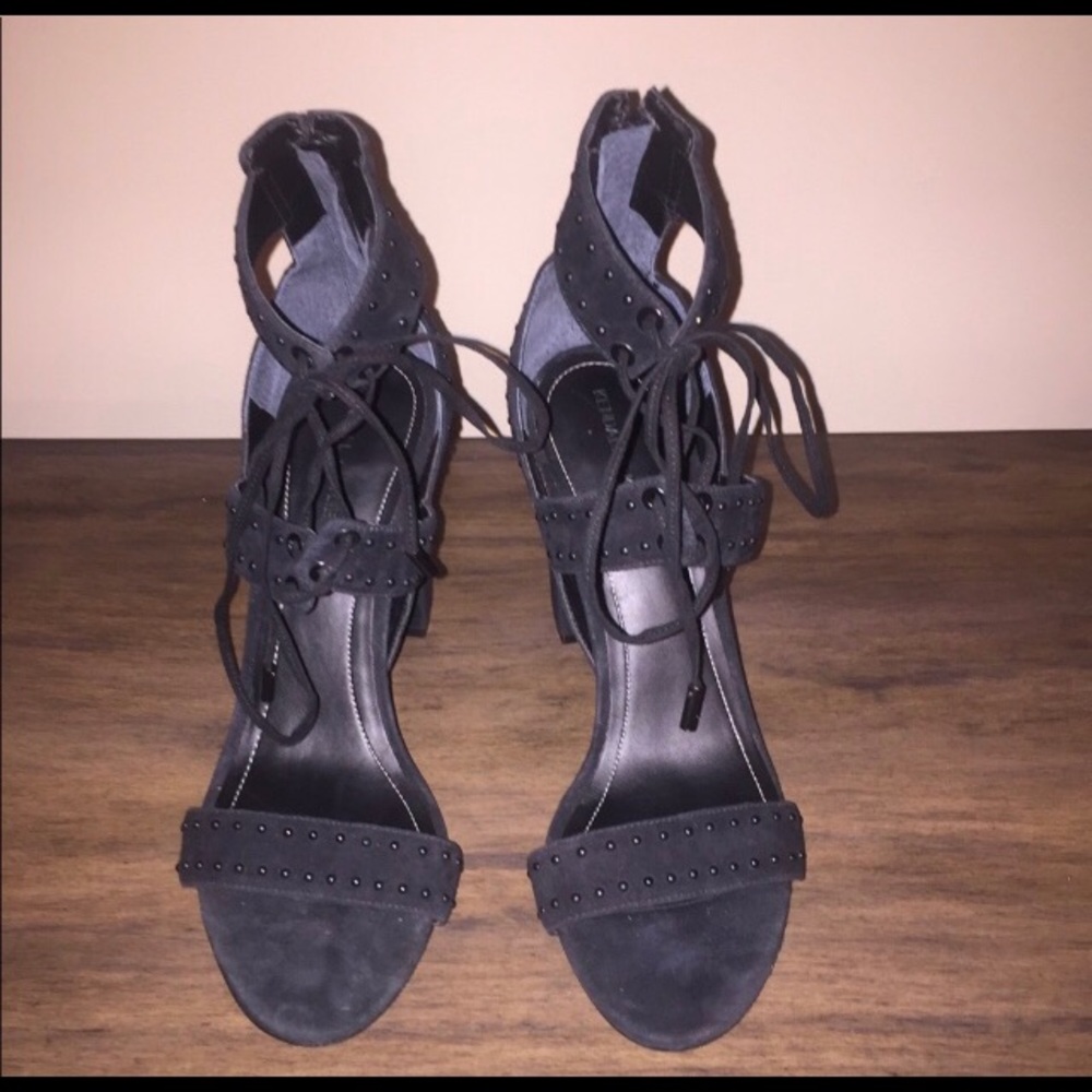 Kendall + Kylie Studded Suede Block Heel Sandals